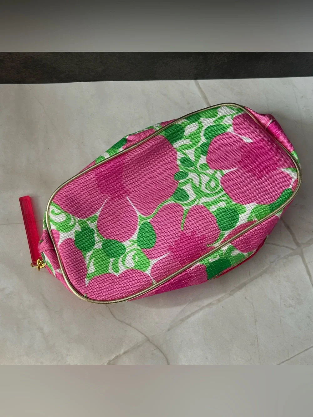 Lilly Pulitzer for Estée Lauder Floral Cosmetic Pouch with Gold Trim